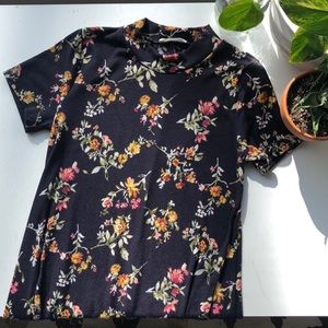 High-neck, Floral Swing Dress